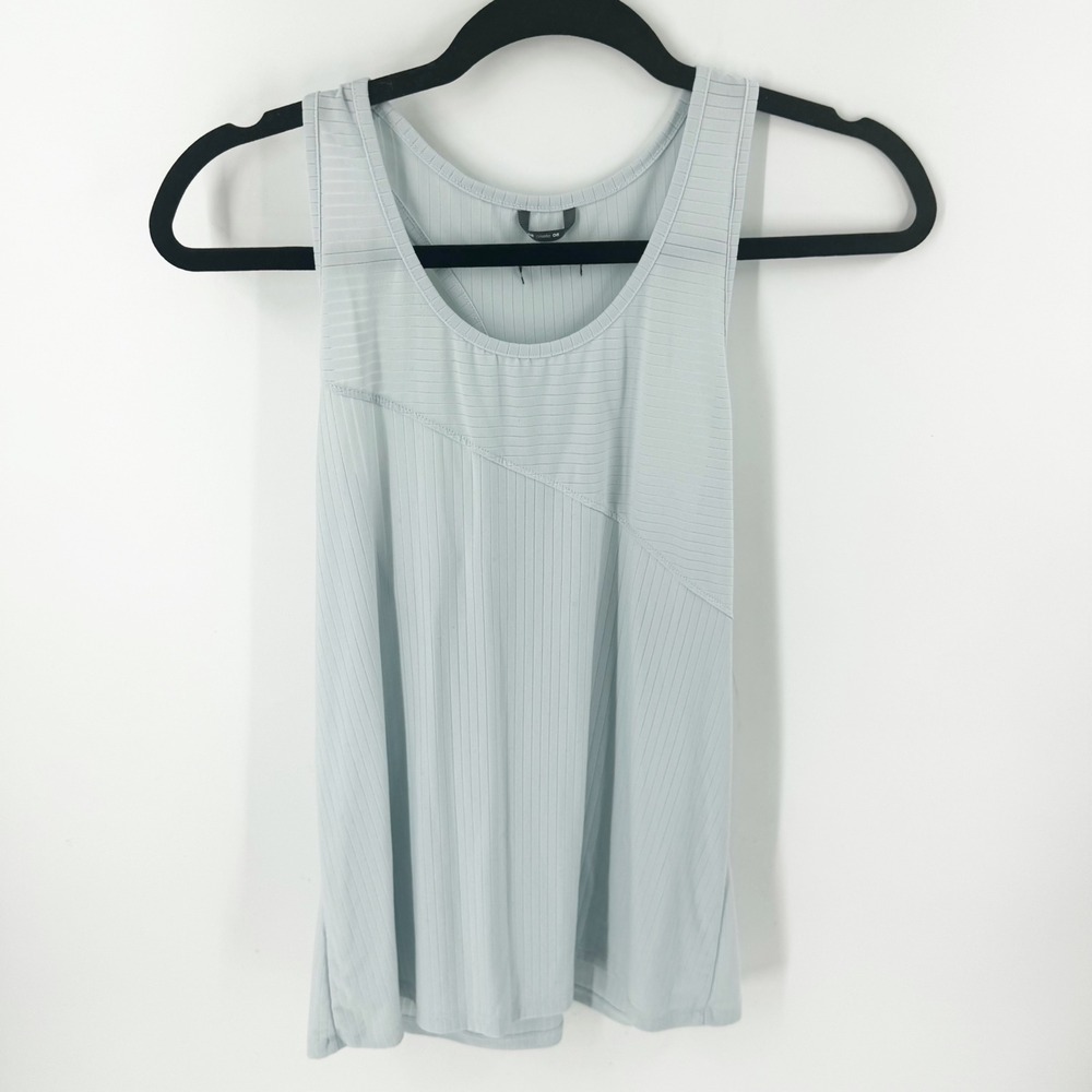 Oiselle Flyout Tank Top Womens 8 Light Blue Ribbed Racerback Running Shirt